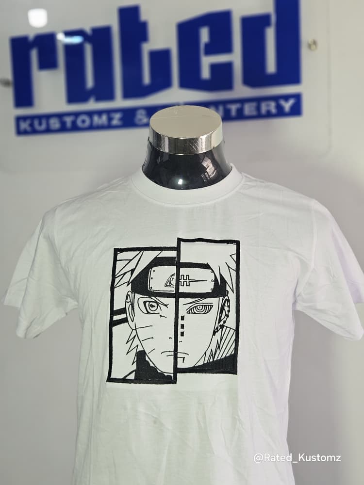 Anime Graphic Tee — Naruto DTF print on premium oversized white tee