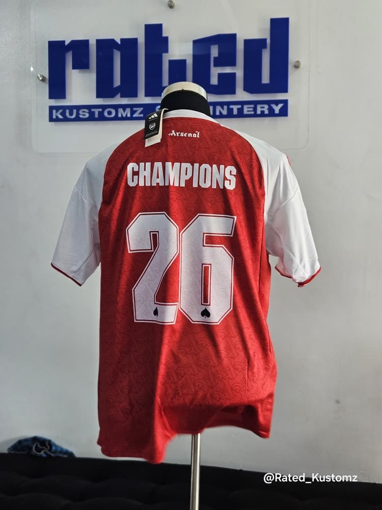 Custom Printed Jersey — Champions #26 custom name & number printing on kit